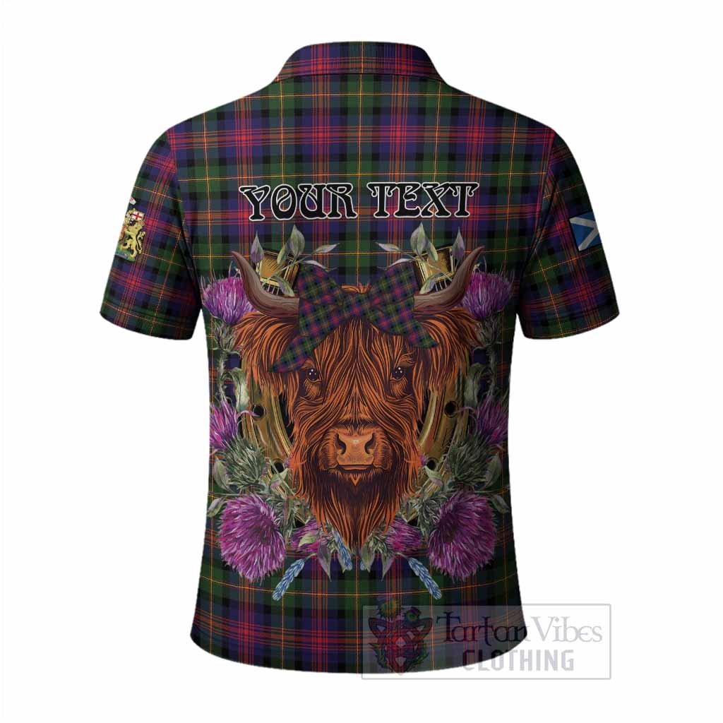 Logan Tartan Polo Shirt Scottish Thistle Heilan Coo