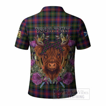 Logan Tartan Polo Shirt Scottish Thistle Heilan Coo