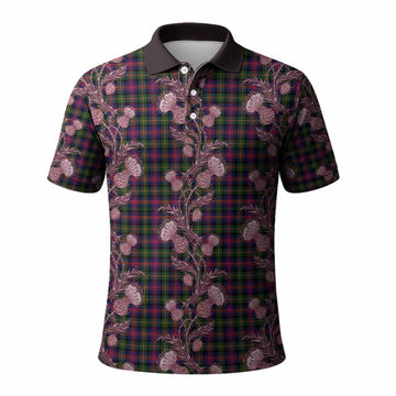 Logan Tartan Polo Shirt Seamless Scottish Thistle Flowers