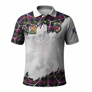 Logan Tartan Polo Shirt with Family Crest and Lion Rampant Grunge Style