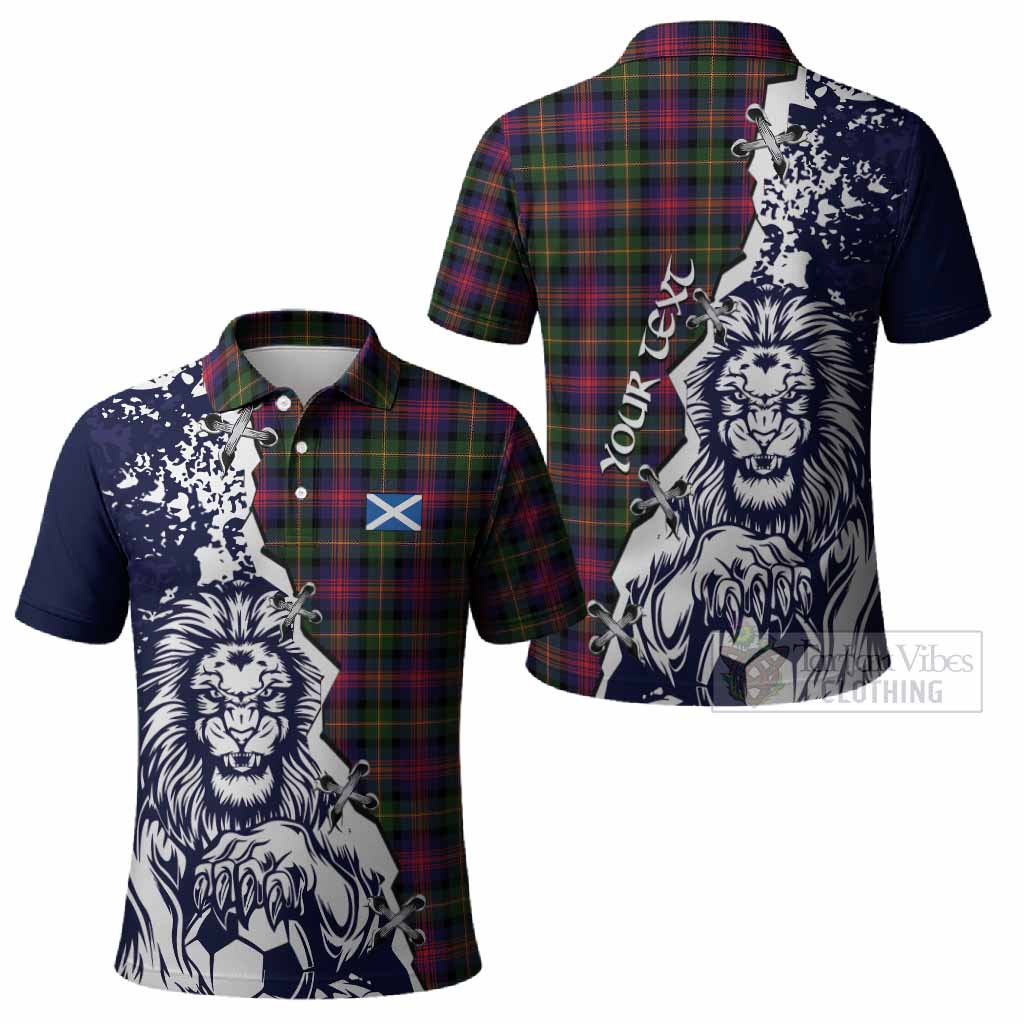 Logan Tartan Scottish Polo Shirt Angry Lion With Soccer Ball Style