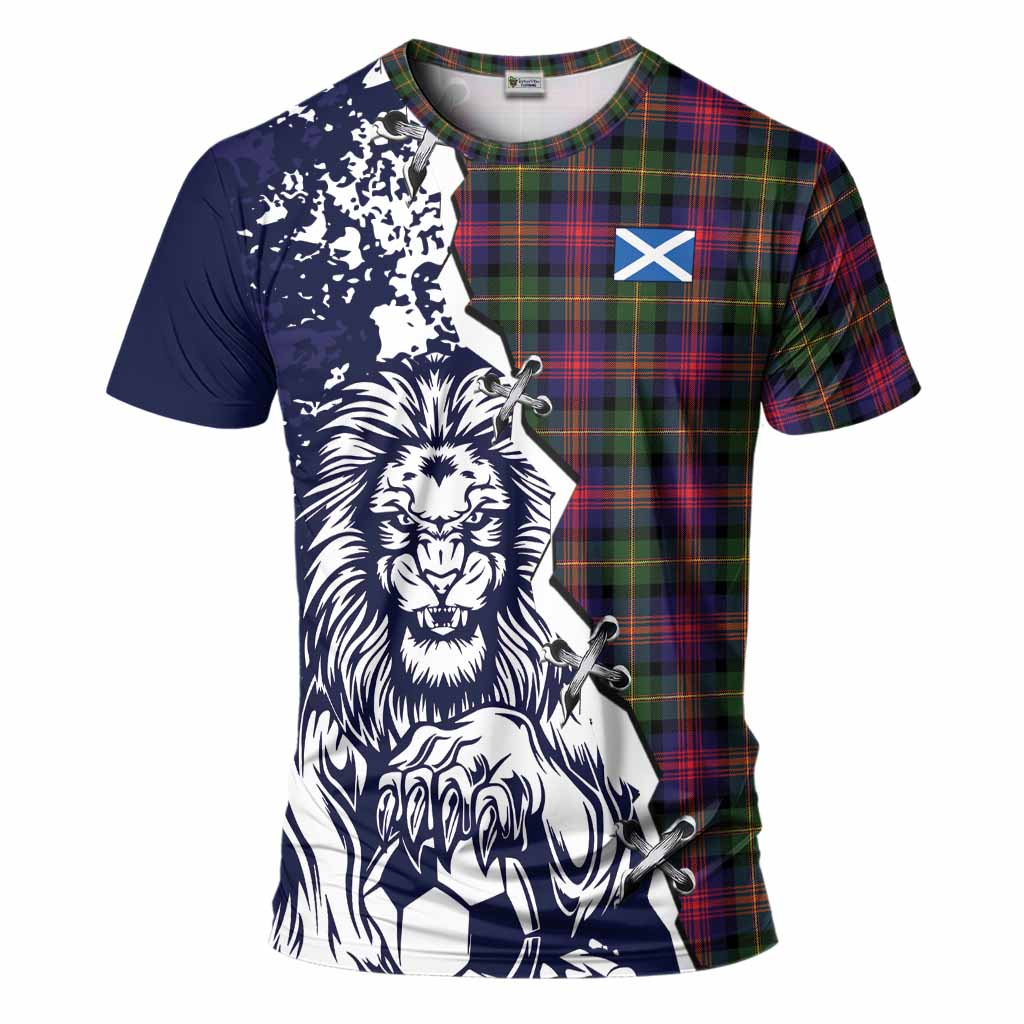 Logan Tartan Scottish T-Shirt Angry Lion With Soccer Ball Style