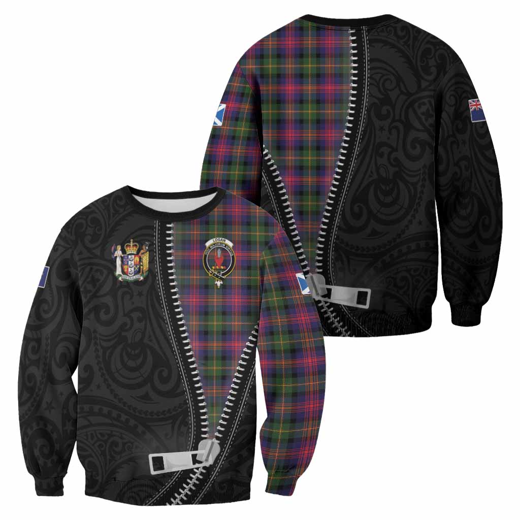 Logan Tartan Sweatshirt New Zealand Pattern Unique Zipper Stylized