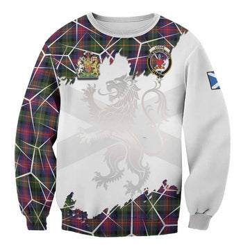 Logan Tartan Sweatshirt with Family Crest and Lion Rampant Grunge Style