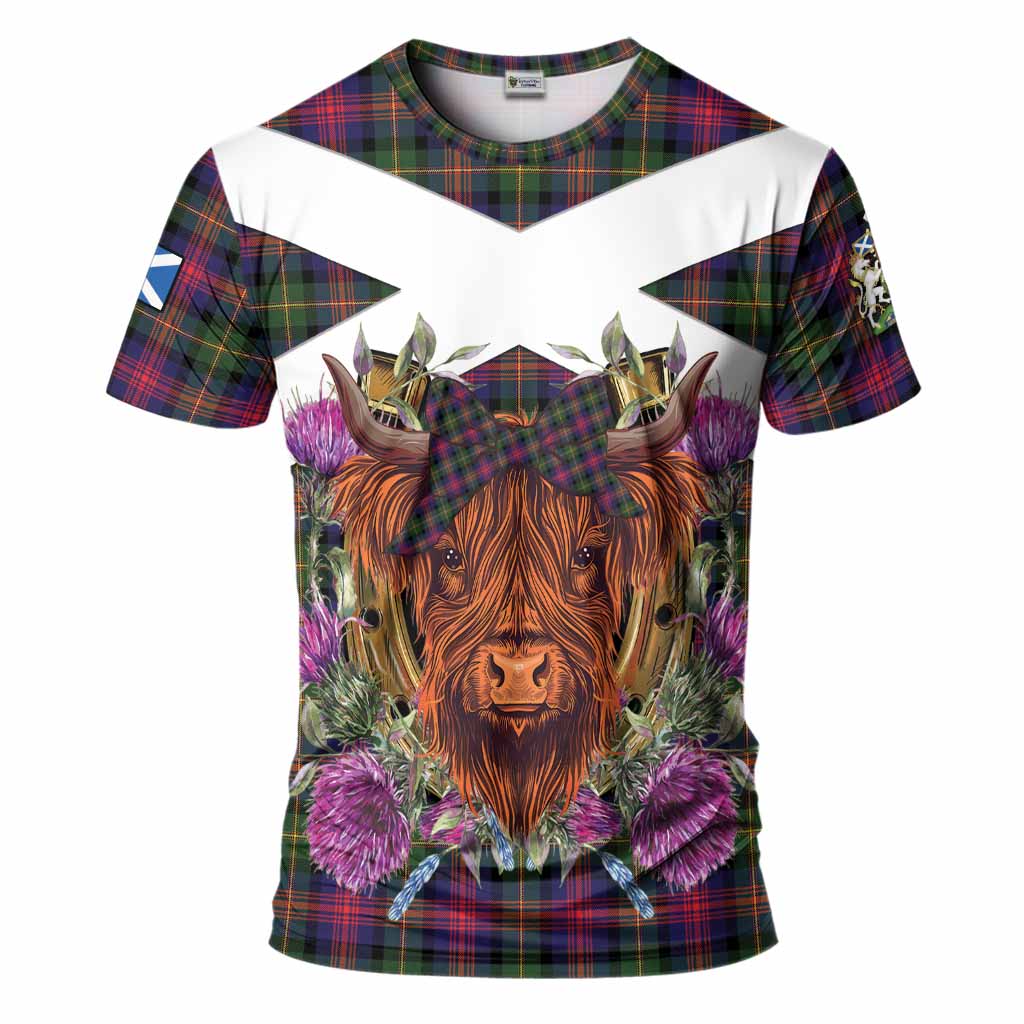 Logan Tartan T-Shirt Scottish Thistle Heilan Coo
