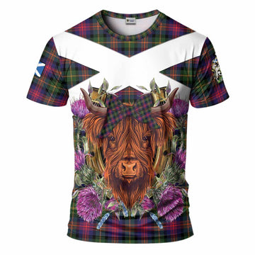 Logan Tartan T-Shirt Scottish Thistle Heilan Coo