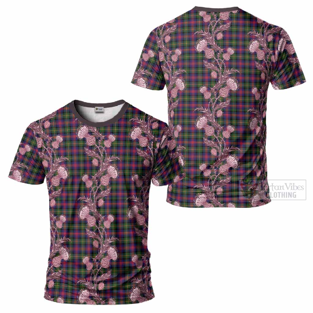 Logan Tartan T-Shirt Seamless Scottish Thistle Flowers