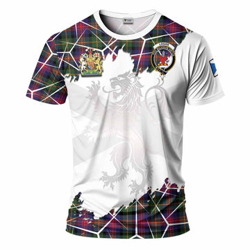 Logan Tartan T-Shirt with Family Crest and Lion Rampant Grunge Style
