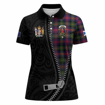 Logan Tartan Women Polo Shirt New Zealand Pattern Unique Zipper Stylized