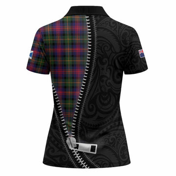 Logan Tartan Women Polo Shirt New Zealand Pattern Unique Zipper Stylized