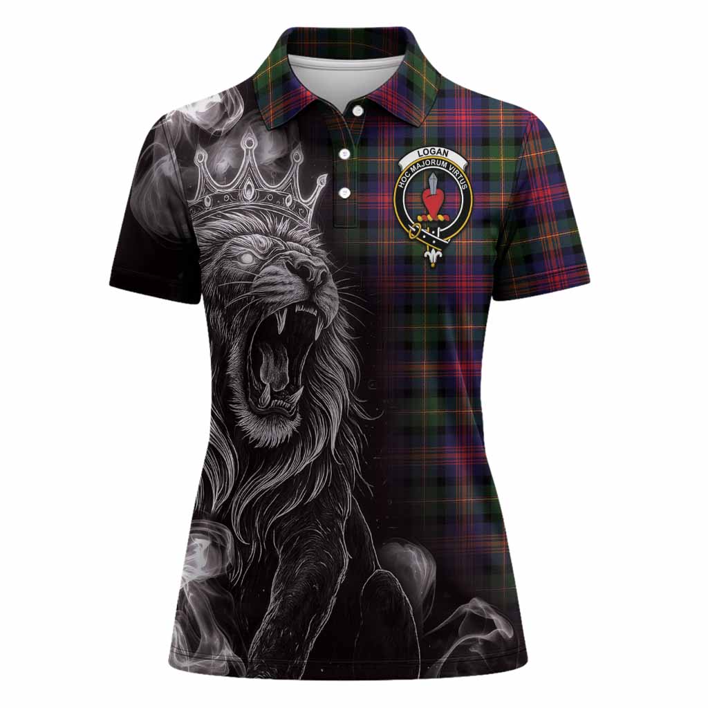 Logan Tartan Women Polo Shirt Roaring Lion Heritage