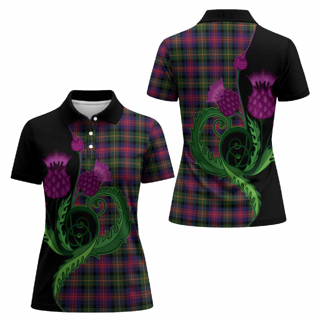 Logan Tartan Women Polo Shirt Traditional Scottish Thistle