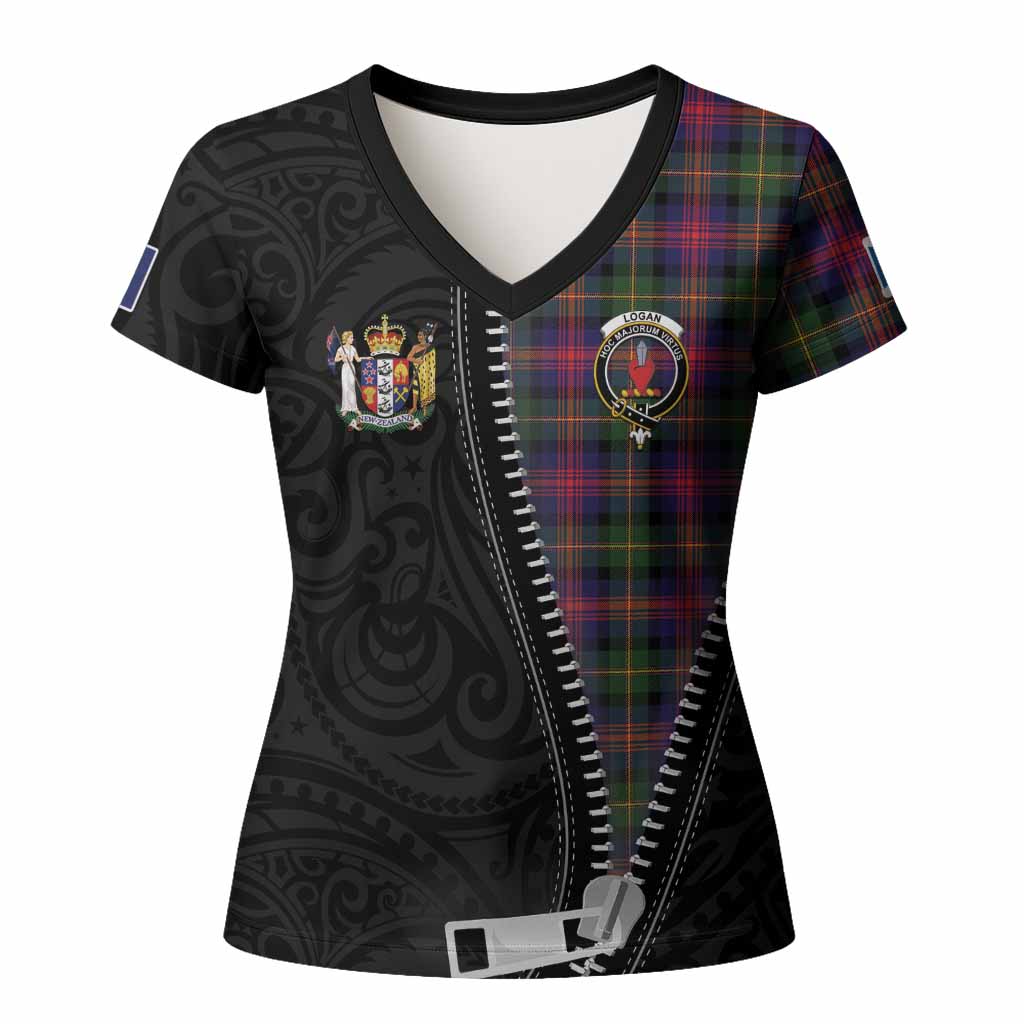 Logan Tartan Women T shirt New Zealand Pattern Unique Zipper Stylized