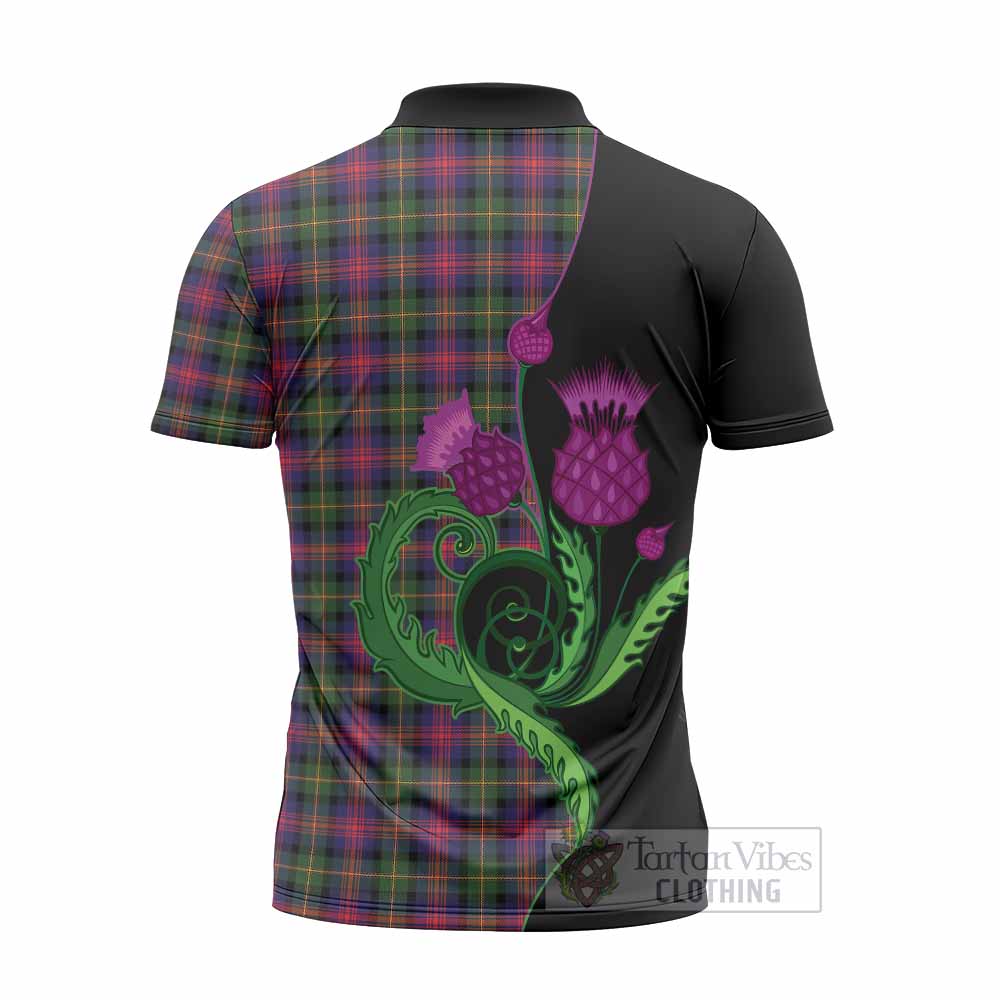 Logan Tartan Zipper Polo Shirt Traditional Scottish Thistle