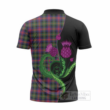 Logan Tartan Zipper Polo Shirt Traditional Scottish Thistle