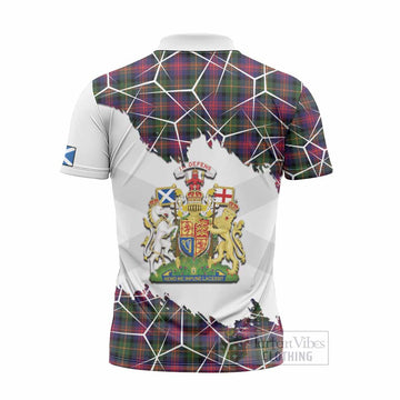 Logan Tartan Zipper Polo Shirt with Family Crest and Lion Rampant Grunge Style