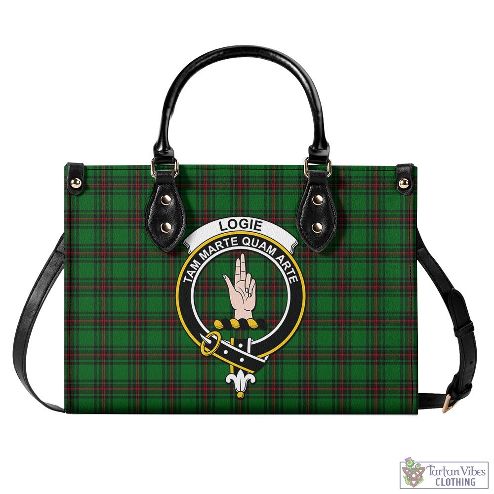 Logie Tartan Luxury Leather Handbags with Family Crest - Tartan Vibes Clothing
