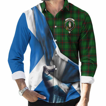Logie Tartan Long Sleeve Button Shirt with Family Crest Scotland Patriotic Style Men's Shirt S - Tartan Vibes Clothing