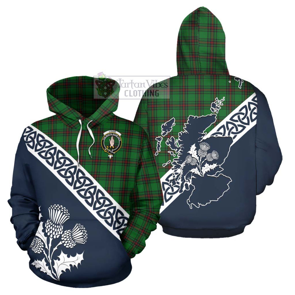 Logie Tartan Hoodie Featuring Thistle and Scotland Map Zip Hoodie - Tartan Vibes Clothing