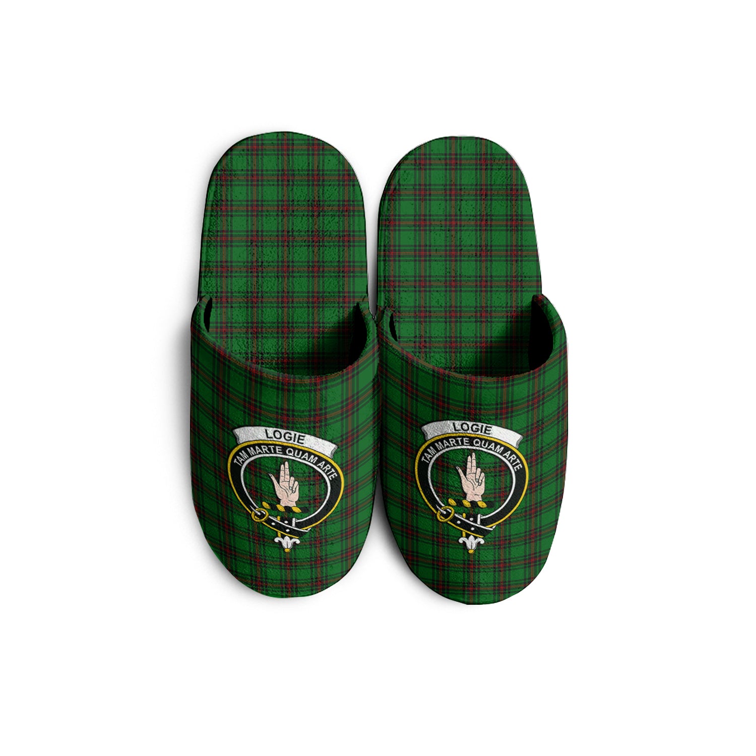 Logie Tartan Home Slippers with Family Crest KIDS - Tartan Vibes Clothing