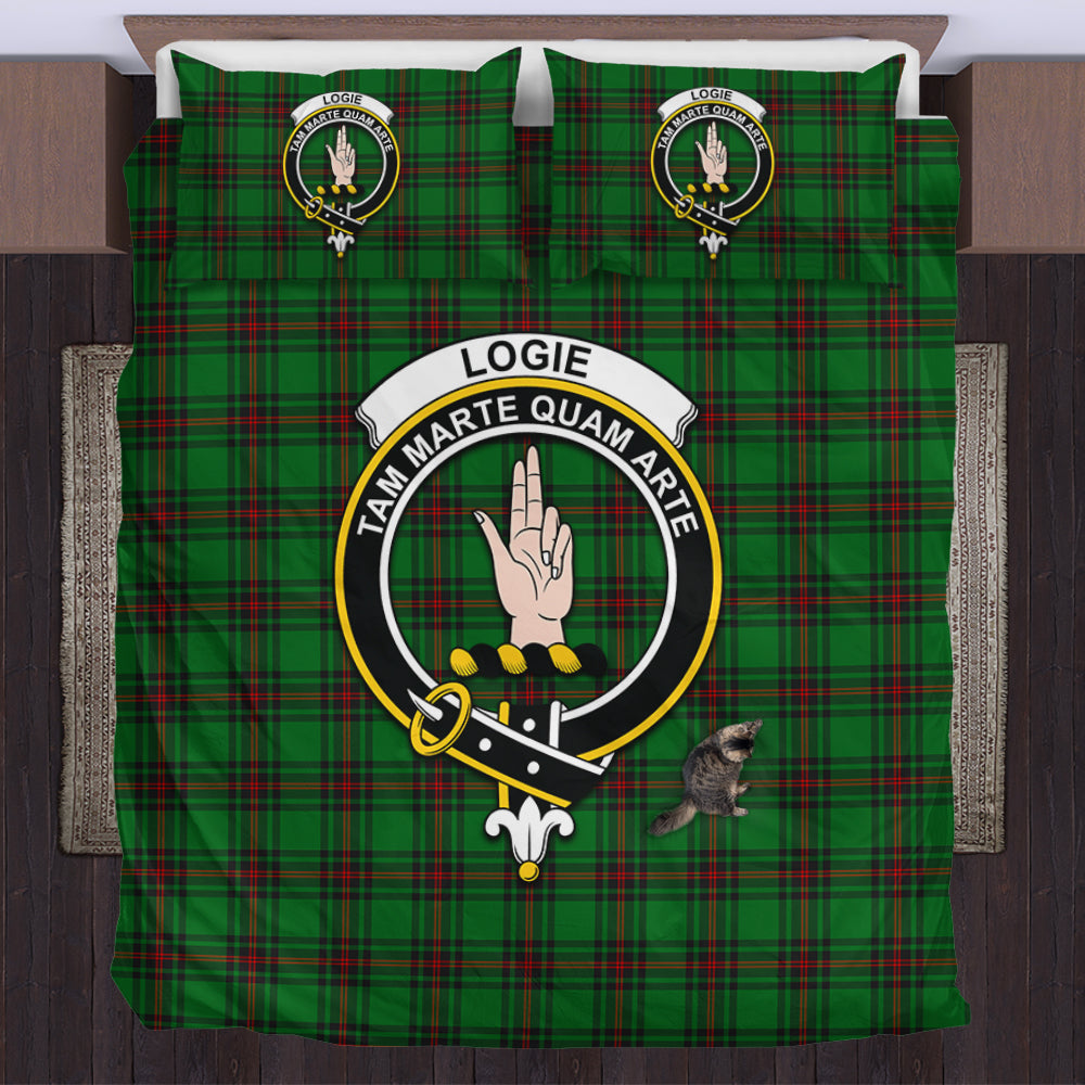 Logie Tartan Bedding Set with Family Crest US Bedding Set - Tartan Vibes Clothing