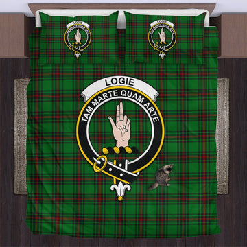 Logie Tartan Bedding Set with Family Crest US Bedding Set - Tartan Vibes Clothing