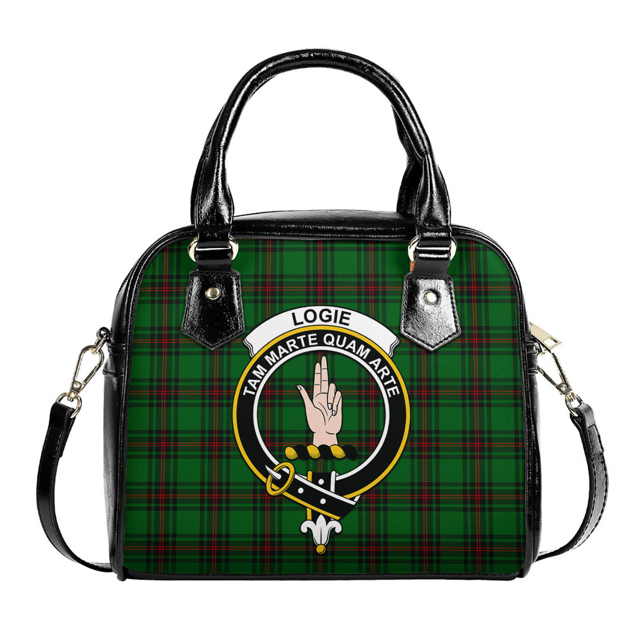 Logie Tartan Shoulder Handbags with Family Crest One Size 6*25*22 cm - Tartanvibesclothing