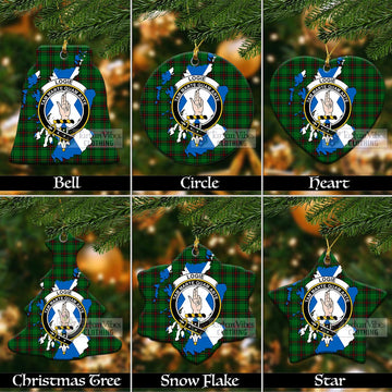 Logie Tartan Christmas Ceramic Ornaments with Family Crest and Scotland Map Ceramic - Tartan Vibes Clothing