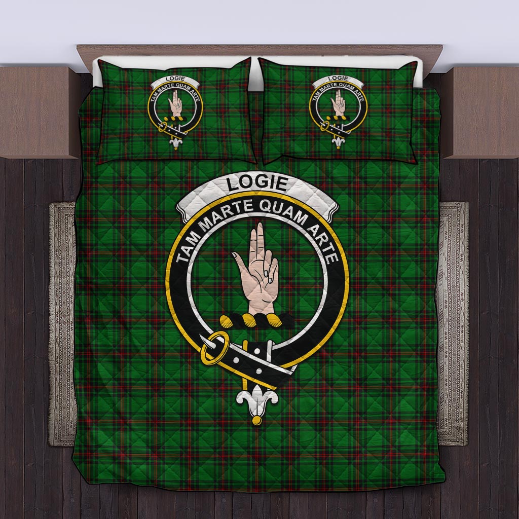 Logie Tartan Quilt Bed Set with Family Crest King - Tartan Vibes Clothing