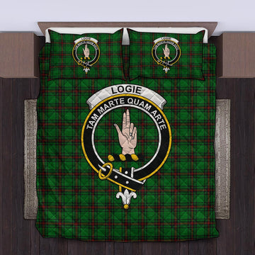 Logie Tartan Quilt Bed Set with Family Crest King - Tartan Vibes Clothing