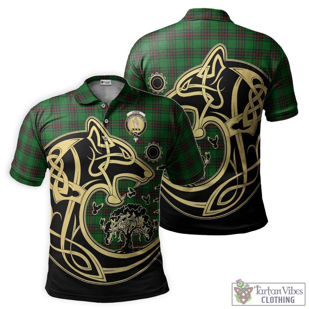 Logie Tartan Polo Shirt with Family Crest Celtic Wolf Style Kid - Tartan Vibes Clothing