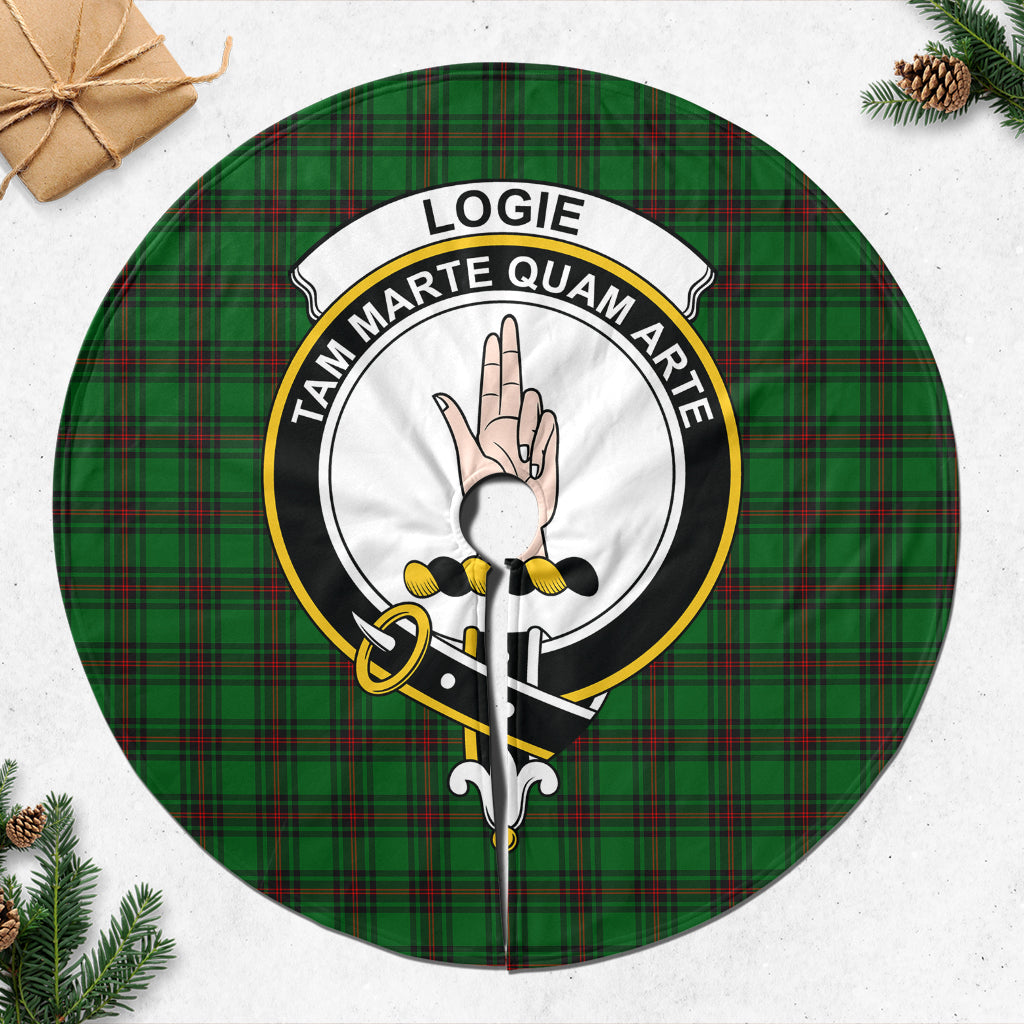 Logie Tartan Christmas Tree Skirt with Family Crest 47*47 inch - Tartan Vibes Clothing
