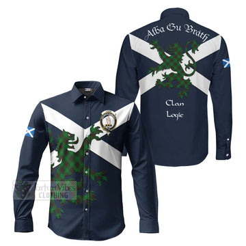 Logie Tartan Lion Rampant Long Sleeve Button Shirt Proudly Display Your Heritage with Alba Gu Brath and Clan Name Men's Shirt S - Tartan Vibes Clothing