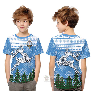 Logie Clan Christmas Kid T-Shirt Celtic Reindeer Style