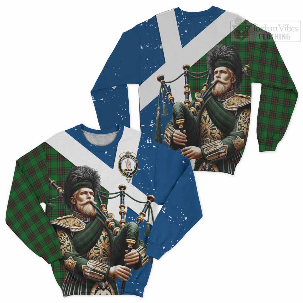 Logie Tartan Sweatshirt with Family Crest Scottish Bagpiper Vibes Unisex - Tartan Vibes Clothing