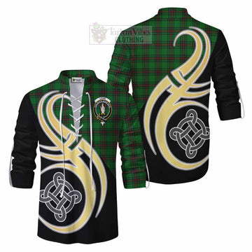 Logie Tartan Ghillie Kilt Shirt with Family Crest and Celtic Symbol Style Men - Tartan Vibes Clothing