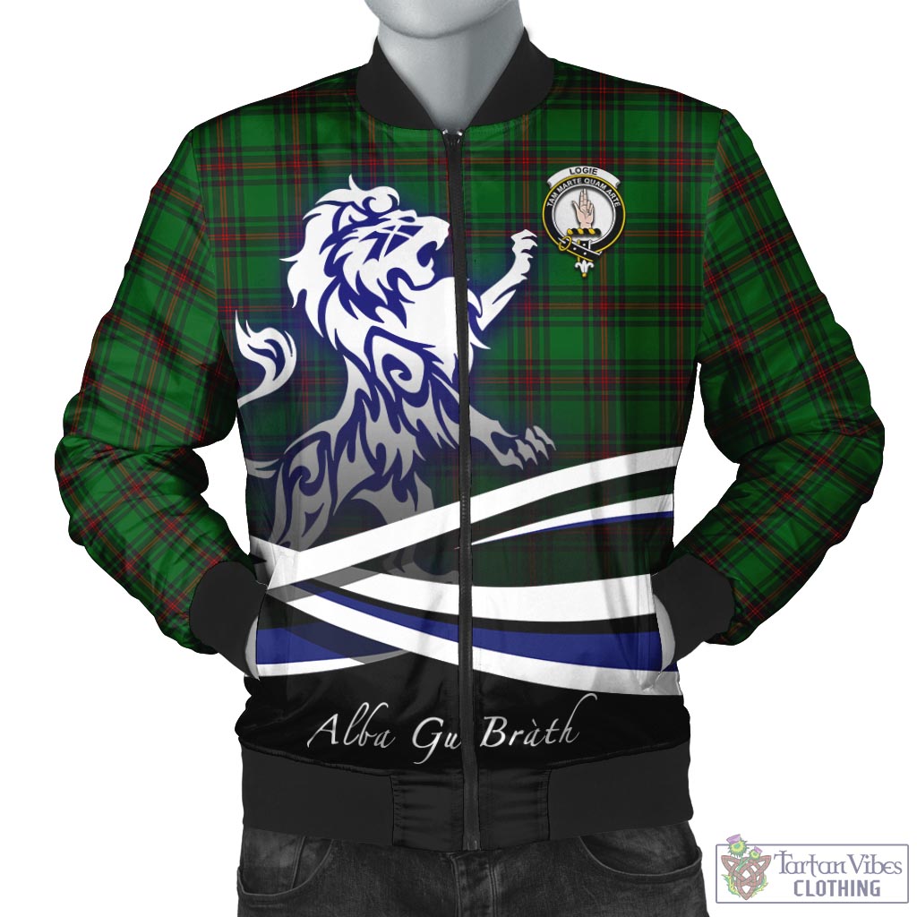 Logie Tartan Bomber Jacket with Alba Gu Brath Regal Lion Emblem Unisex - Tartan Vibes Clothing
