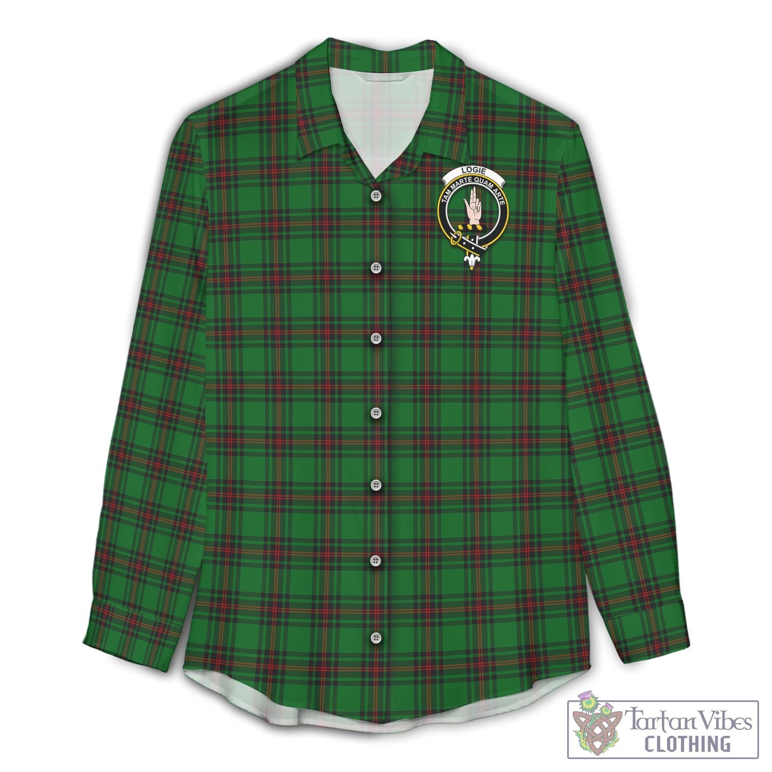Logie Tartan Women's Casual Shirt with Family Crest Female - Tartan Vibes Clothing