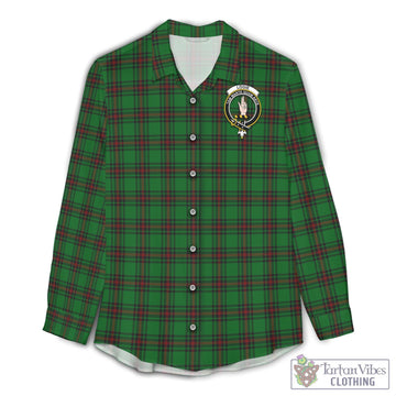 Logie Tartan Womens Casual Shirt with Family Crest