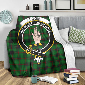 Logie Tartan Blanket with Family Crest X-Large 59 x 79 inches 150 x 200 cm - Tartan Vibes Clothing