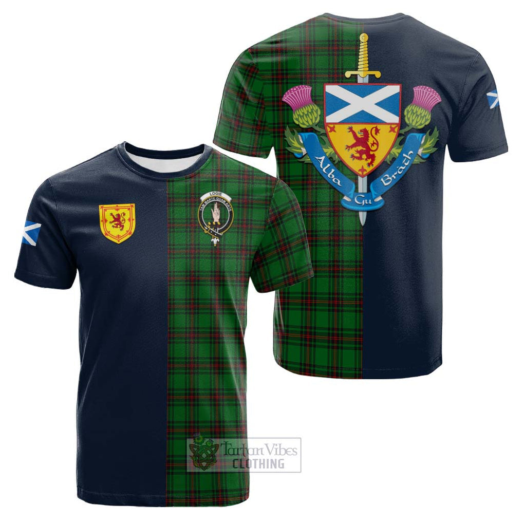Tartan Vibes Clothing Logie Tartan Cotton T-shirt with Scottish Lion Royal Arm Half Style