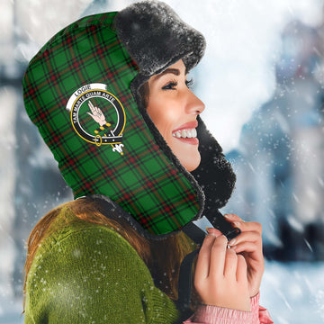 Logie Tartan Winter Trapper Hat with Family Crest Winter Trapper Hat Universal Fit Circumference 22.8in (58cm) - Tartan Vibes Clothing