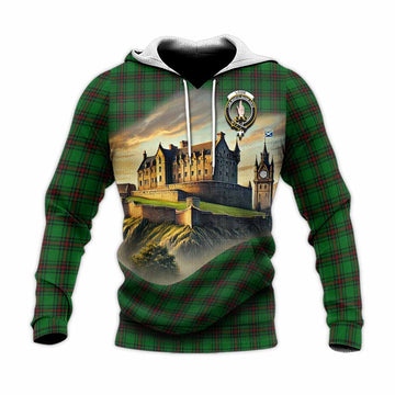 Logie Tartan Family Crest Knitted Hoodie with Scottish Ancient Castle Style Unisex Knitted Pullover Hoodie - Tartan Vibes Clothing