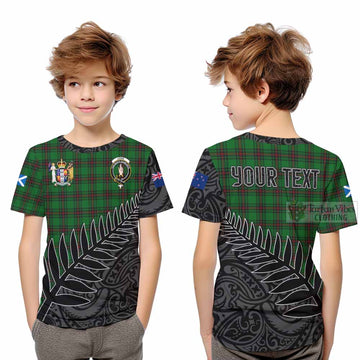 Logie Crest Tartan Kid T-Shirt with New Zealand Silver Fern Half Style Youth XL Size14 - Tartan Vibes Clothing