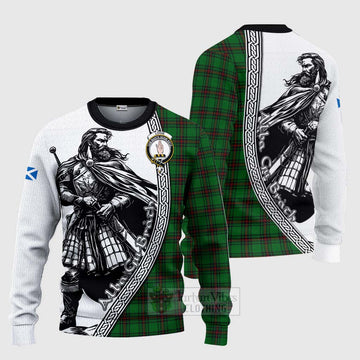 Logie Tartan Clan Crest Knitted Sweater with Highlander Warrior Celtic Style Unisex - Tartan Vibes Clothing