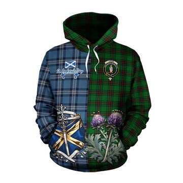 Logie Tartan Cotton Hoodie Happy St. Andrew's Day Half Tartan Style Pullover Hoodie XS - Tartan Vibes Clothing