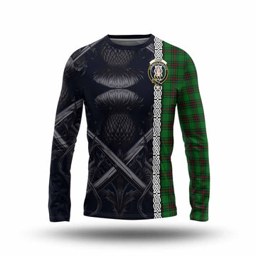 Logie Tartan Long Sleeve T-Shirt with Family Crest Cross Sword Thistle Celtic Vibes Unisex - Tartan Vibes Clothing