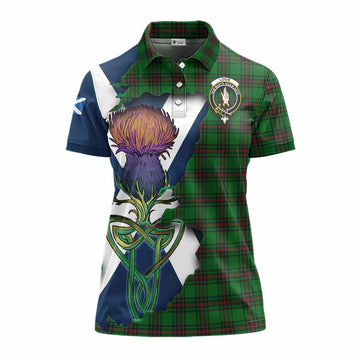 Logie Tartan Family Crest Women's Polo Shirt Scottish Thistle Celtic Inspired Women - Tartan Vibes Clothing