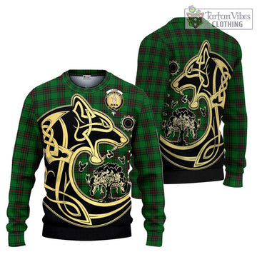 Logie Tartan Ugly Sweater with Family Crest Celtic Wolf Style Unisex - Tartan Vibes Clothing
