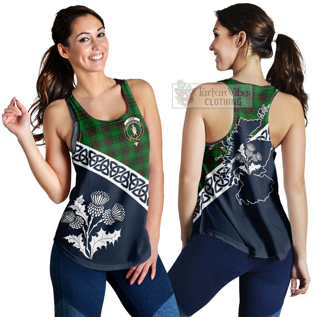 Logie Tartan Women's Racerback Tanks Featuring Thistle and Scotland Map 4XL - Tartan Vibes Clothing
